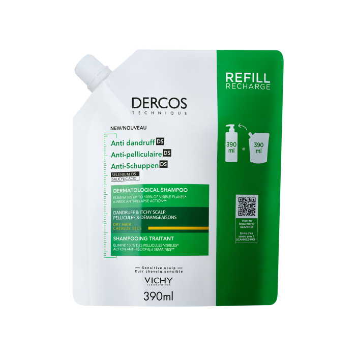 Vichy Dercos Shampoo Anti-dandruff kuiville hiuksille täyttöpakkaus 390 ml kuva 2