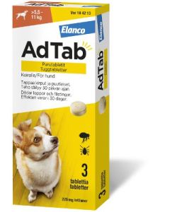ADTAB purutabletti 225 mg koiralle (> 5,5–11 kg) 3 fol