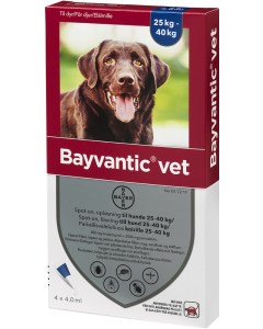 BAYVANTIC VET paikallisvaleluliuos 400/2000 mg koirille 25–40 kg 4 x 4 ml