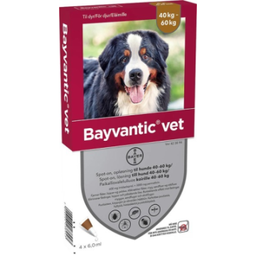 BAYVANTIC VET paikallisvaleluliuos 3000/600 mg koirille 40–60 kg 4 kpl