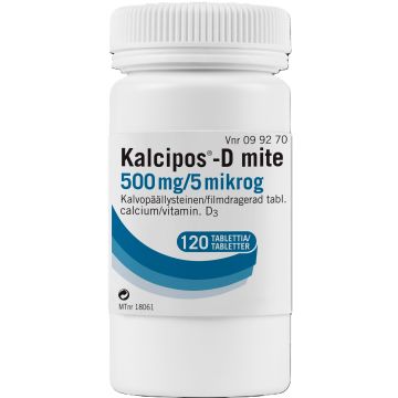 KALCIPOS-D MITE tabletti, kalvopäällysteinen 500 mg/5 mikrog 120 kpl