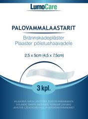 Lumocare palovammalaastari 4,5 x 7,5cm (2,5 x 5cm) 3 kpl